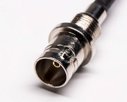 同軸線BNC母頭板后安裝穿墻式壓接