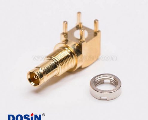 90 度 板端 鍍金DIN 1.0/2.3母頭連接器