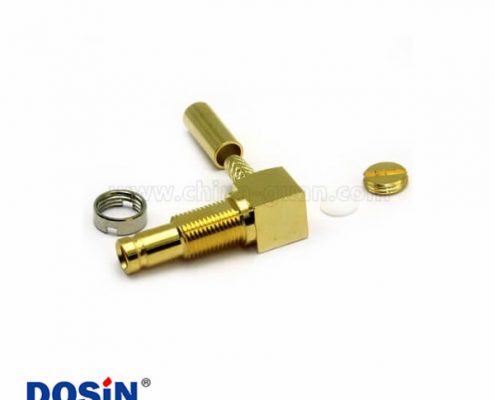 DIN型連接器1.0/2.3 鍍金壓接式母頭彎頭 同軸線纜RG179 ST212