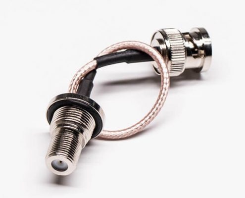 BNC接口公頭直式轉(zhuǎn)穿墻F母頭射頻同軸線纜RG179