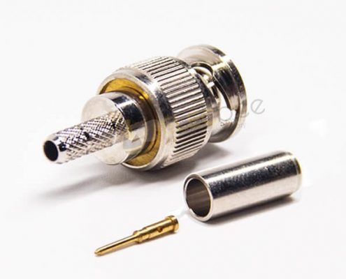 Mini BNC接口公頭公針直式180度壓接式接同軸線纜