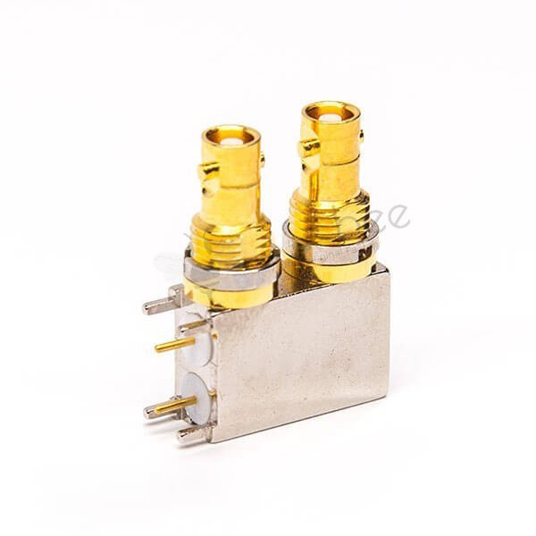mini-dual-bnc-connector-jack-through-hole-for-pcb-mount (2) Bnc接頭Mini母頭彎式90度穿孔接PCB板