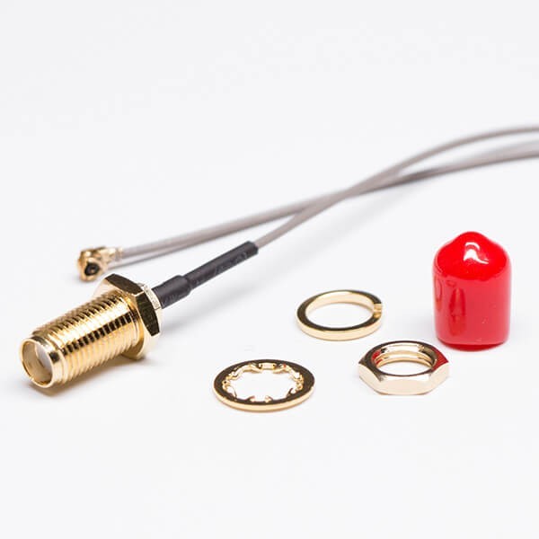 IPX轉SMA線材RF1.13灰色同軸線焊SMA母頭11牙(前鎖穿墻防塵)