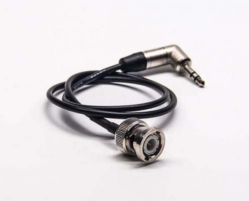 BNC轉(zhuǎn)3.5mm線75ohm BNC直式公頭轉(zhuǎn)紐崔克90度3.5mm接頭接RG174線40CM