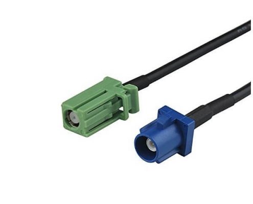 Fakra公頭C型轉(zhuǎn)AVIC綠色母頭RG174組裝線束線長30CM