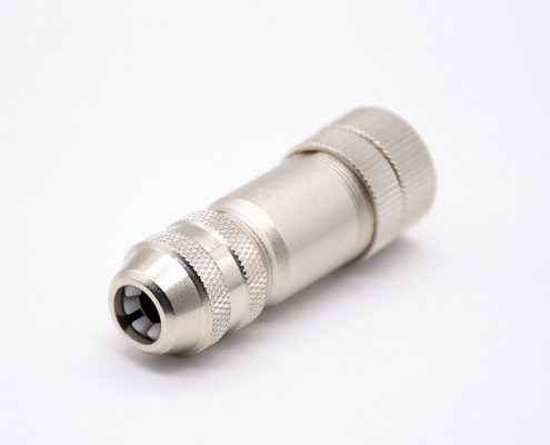 M12現(xiàn)場(chǎng)組裝插頭B編碼5芯母直式帶屏蔽金屬外殼