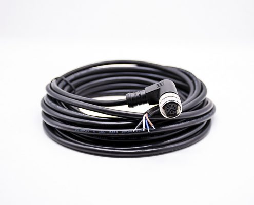 M12連接器4芯A編碼母頭90°彎頭注塑成型式帶線5M不帶屏蔽