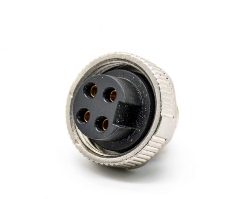 7/8連接器四芯母頭焊線注塑頭直式帶屏蔽