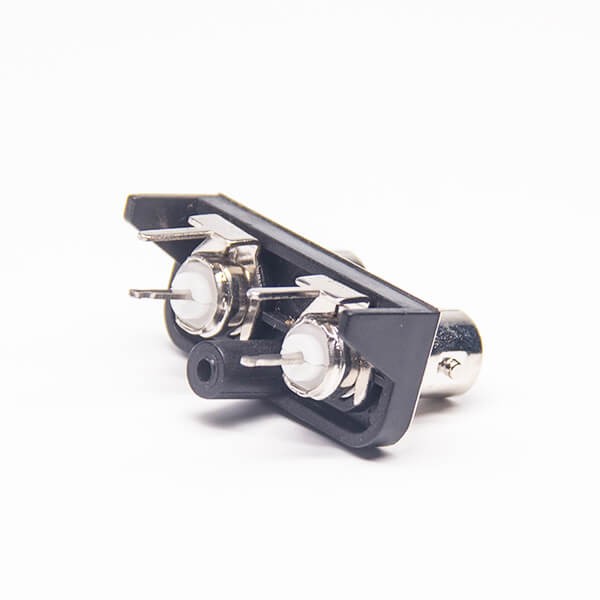 2pcs-dual-bnc-connector-female-straight-50ohm-for-pcb(5) 雙聯(lián)雙排BNC母座 PCB板專用BNC視頻連接器 50歐姆