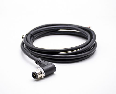 M12標(biāo)準(zhǔn)電纜A編碼8芯母頭彎式180度注塑線2米不帶屏蔽