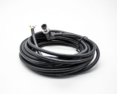 M12標(biāo)準(zhǔn)電纜8芯A編碼公頭90度彎注塑線不帶屏蔽單邊線5M