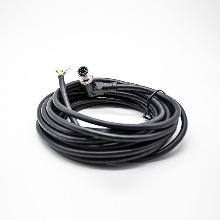 M12標(biāo)準(zhǔn)電纜8芯A編碼公頭90度彎注塑線不帶屏蔽單邊線5M