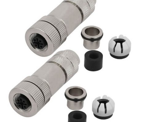 M12現(xiàn)場組裝插頭A編碼4芯母直式帶屏蔽金屬外殼廠家