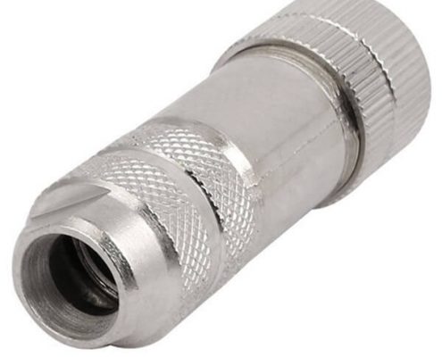 M12現(xiàn)場組裝插頭A編碼4芯母直式帶屏蔽金屬外殼