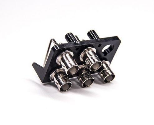 5孔BNC接口母頭彎式PCB板安裝插孔式射頻同軸連接器