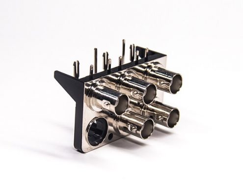 BNC母頭彎式接PCB板插孔式RF同軸連接器