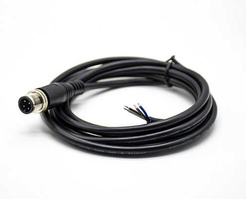 M12電纜直公頭A編碼4芯單邊線(xiàn)2米不帶屏蔽