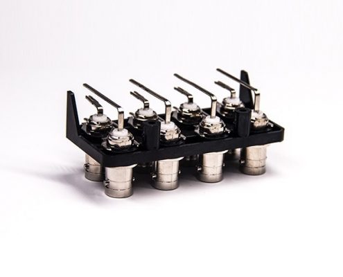 BNC多孔視頻接頭母頭彎式接PCB板射頻同軸連接器