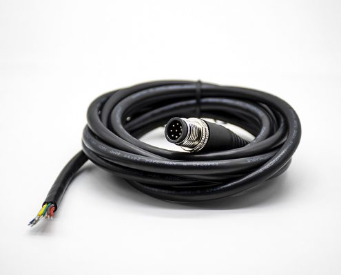 M12連接器8針直式公頭A型不帶屏蔽接線焊接單邊線2米