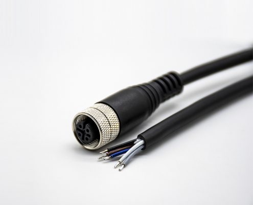 5芯M12接頭母頭直式A型不帶屏蔽接單邊線5米