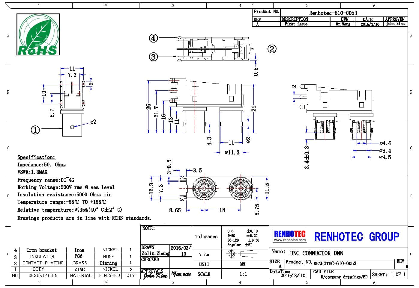 bnc同軸接口 彎式射頻同軸鋅合金 母頭PCB板端