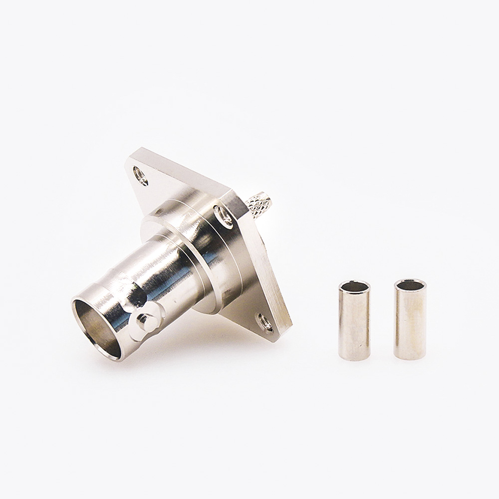 EB-001-0305 用于RG174/RG316接線的BNC連接器母頭直式面板安裝4孔法蘭壓接