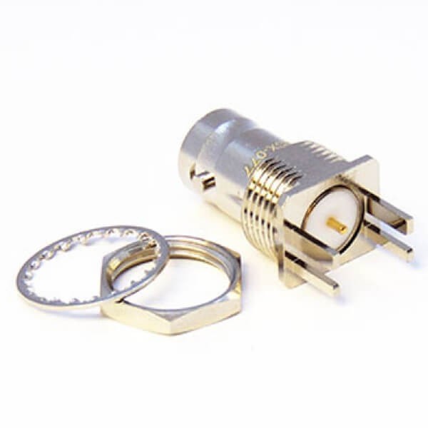 EB-01-0190 HD-BNC接口直式母頭連接器穿墻式接PCB板鍍鎳1.6mm