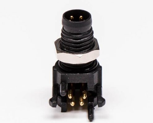 M8插板插座彎頭PCB板端連接器A型4芯防水公座傳感器