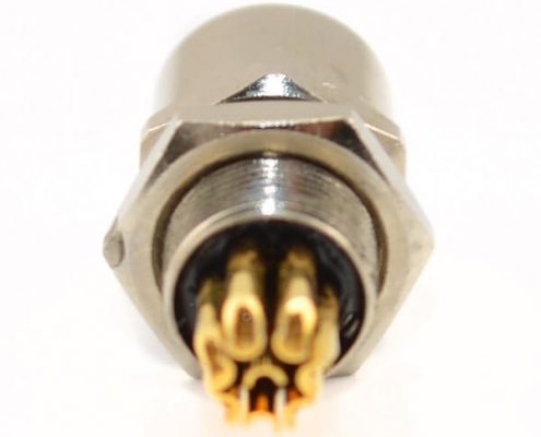 M8 M12連接器接線防水A型板端后鎖焊線式8芯母插座