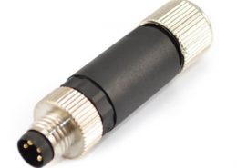 M8金屬組裝插頭A型直式防水4芯公插座金屬連接器