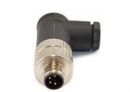 M8插頭IP67防水90度彎角組裝式接線4芯A型公插頭工業(yè)航空連接器