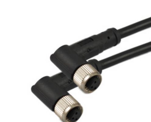 M8彎角母頭成型式90度3芯母插頭轉(zhuǎn)母插頭接1米PVC 24AWG線(xiàn)