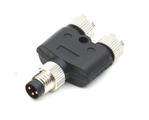 M8轉(zhuǎn)接頭M8 Y型轉(zhuǎn)接頭3芯公插頭轉(zhuǎn)3芯母插頭航空連接器