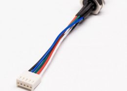 M8接Molex端子連接器B型板端前鎖5芯直式防水公插座轉(zhuǎn)Molex端子線50CM 24AWG線