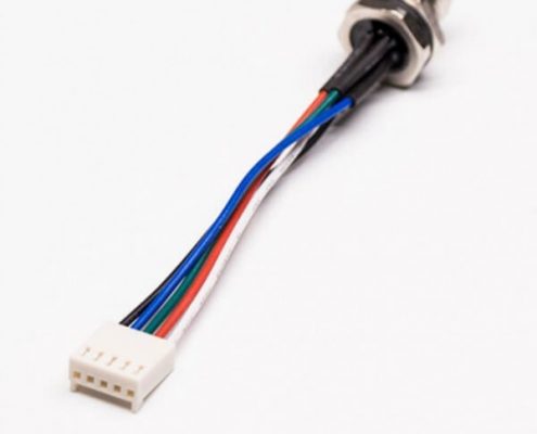 M8接Molex端子連接器B型板端前鎖5芯直式防水公插座轉(zhuǎn)Molex端子線50CM 24AWG線