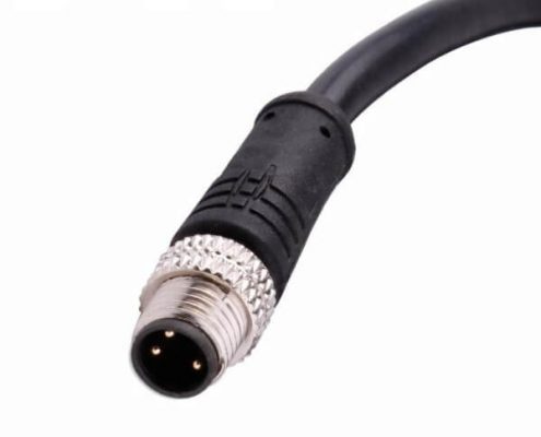 M83芯公頭注塑螺紋對(duì)接式插頭直式焊線1米24AWG線