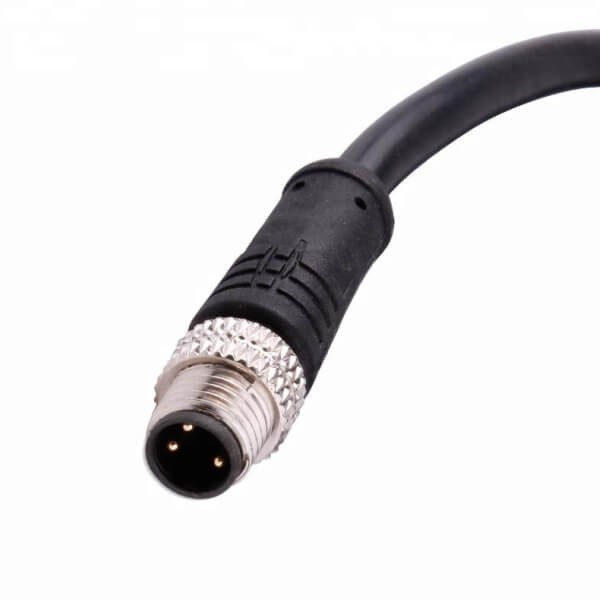 M83芯公頭注塑螺紋對接式插頭直式焊線1米24AWG線