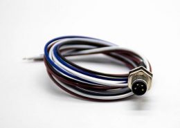 M8防水插頭4芯公頭板端插座直式后鎖板焊線0.2M圓形連接器