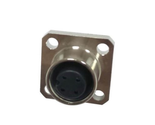 M12傳感器接頭4芯母頭A扣板端插座防水直式法蘭安裝焊接式連接器