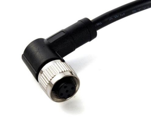 M12 注塑線 4pin A型母頭不帶屏蔽成型式帶線1M AWG22預(yù)鑄式PVC外被