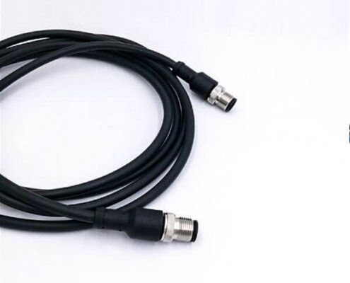 M12傳感器4芯防水連接器直通式A扣不帶屏蔽直式帶線公母接頭雙邊電纜2M AWG22