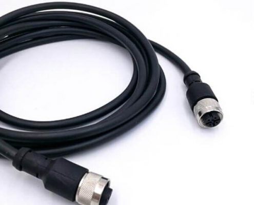 M12 4芯成型線母頭轉(zhuǎn)母頭直式帶線1M AWG22插頭防水連接器不帶屏蔽