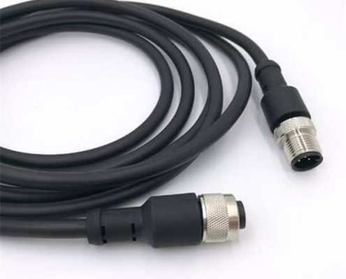 M12 4芯防水線航空雙頭連接器直式帶線電纜2M AWG22不帶屏蔽