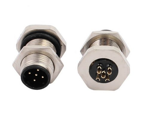 M12 5芯 D Code 公頭前鎖板焊線(xiàn)插座 M12*1 10PCS