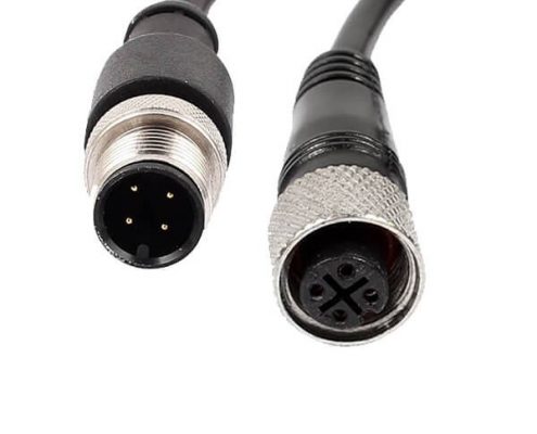 M12線束4芯A編碼防水插頭公轉(zhuǎn)母1米長線材AWG22不帶屏蔽