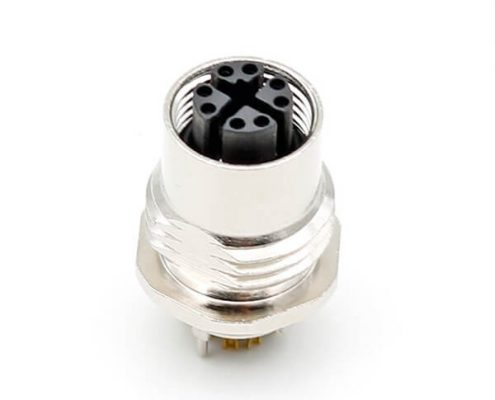 M12接頭X編碼8芯公頭PCB板安裝帶屏蔽工業(yè)連接器穿墻式工業(yè)防水