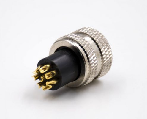 M12a型母頭注塑成型式接頭8芯直式防水不帶屏蔽傳感器