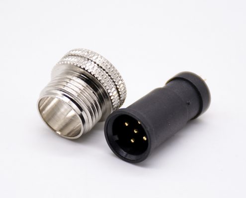 m12接頭5針注塑公頭直式焊杯不帶屏蔽A編碼