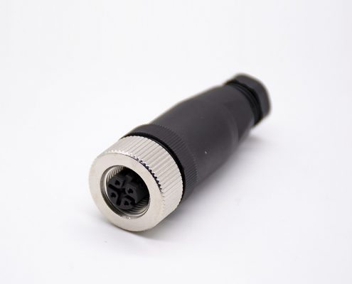 M12現(xiàn)場(chǎng)組裝插頭D編碼4芯母直式不帶屏蔽塑料外殼PG7