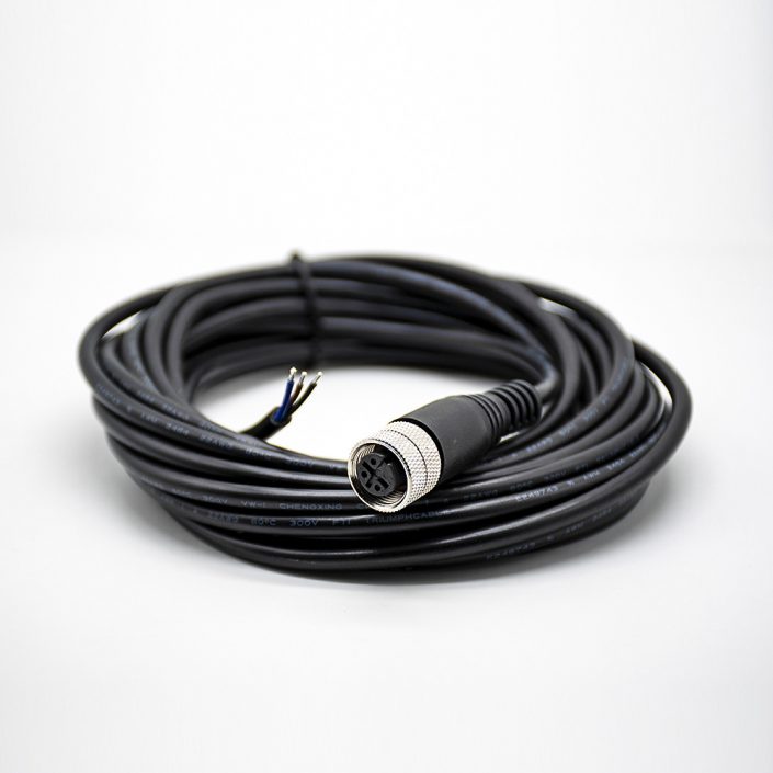 3芯M12接頭A編碼母頭直式防水不帶屏蔽帶線5M